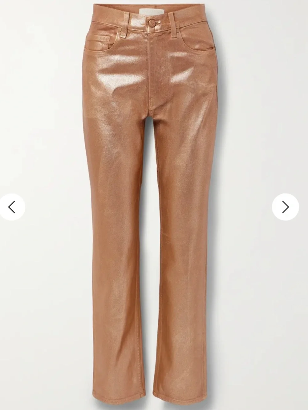 Ulla Johnson Metallic Tan Straight-Leg Jeans - Picture 2 of 9